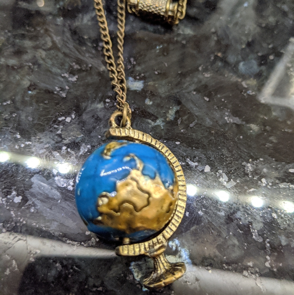 Adorable Spinning Globe Necklace